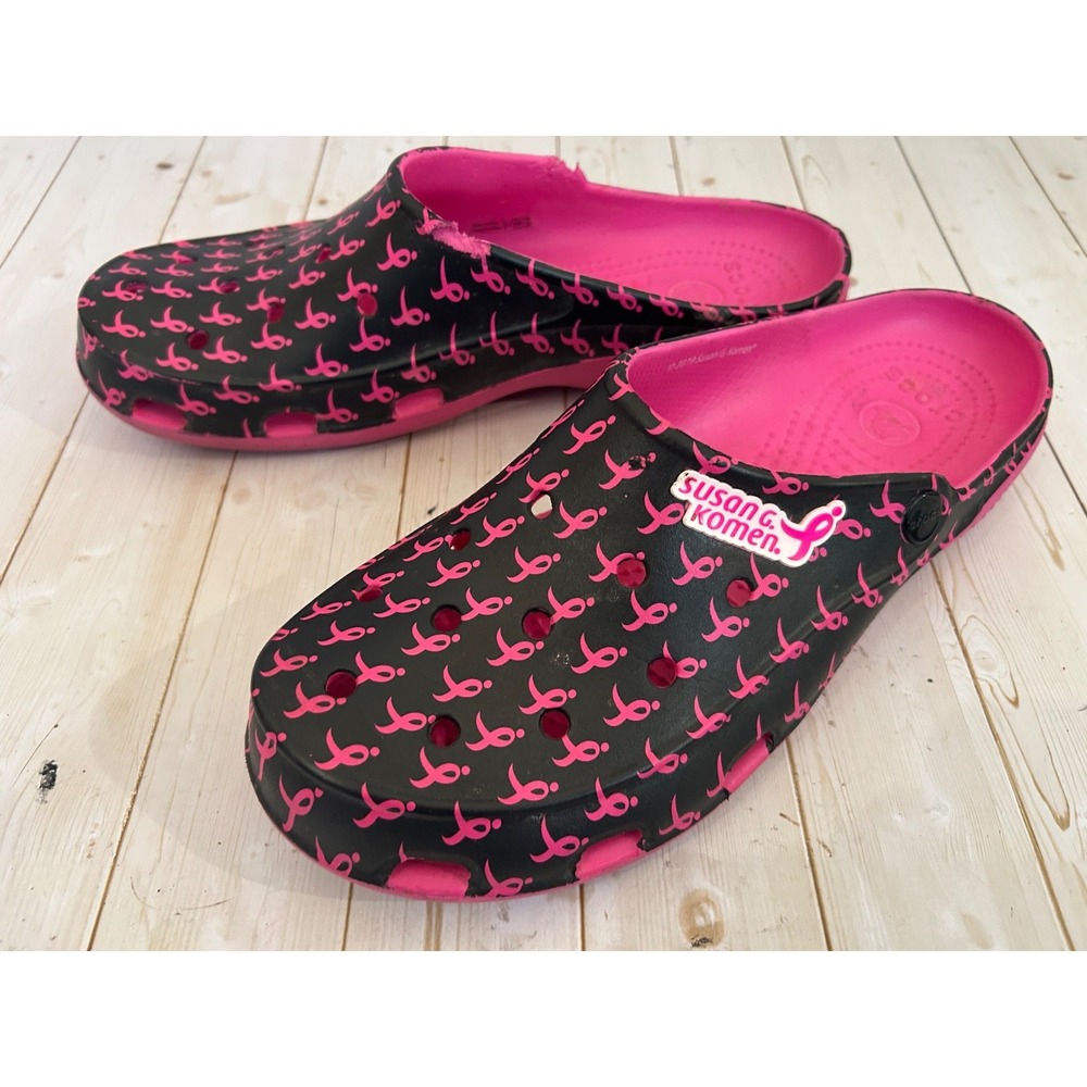 Crocs Susan G Komen Mule Shoes Breast Cancer Awareness Pink Ribbon Women's 11